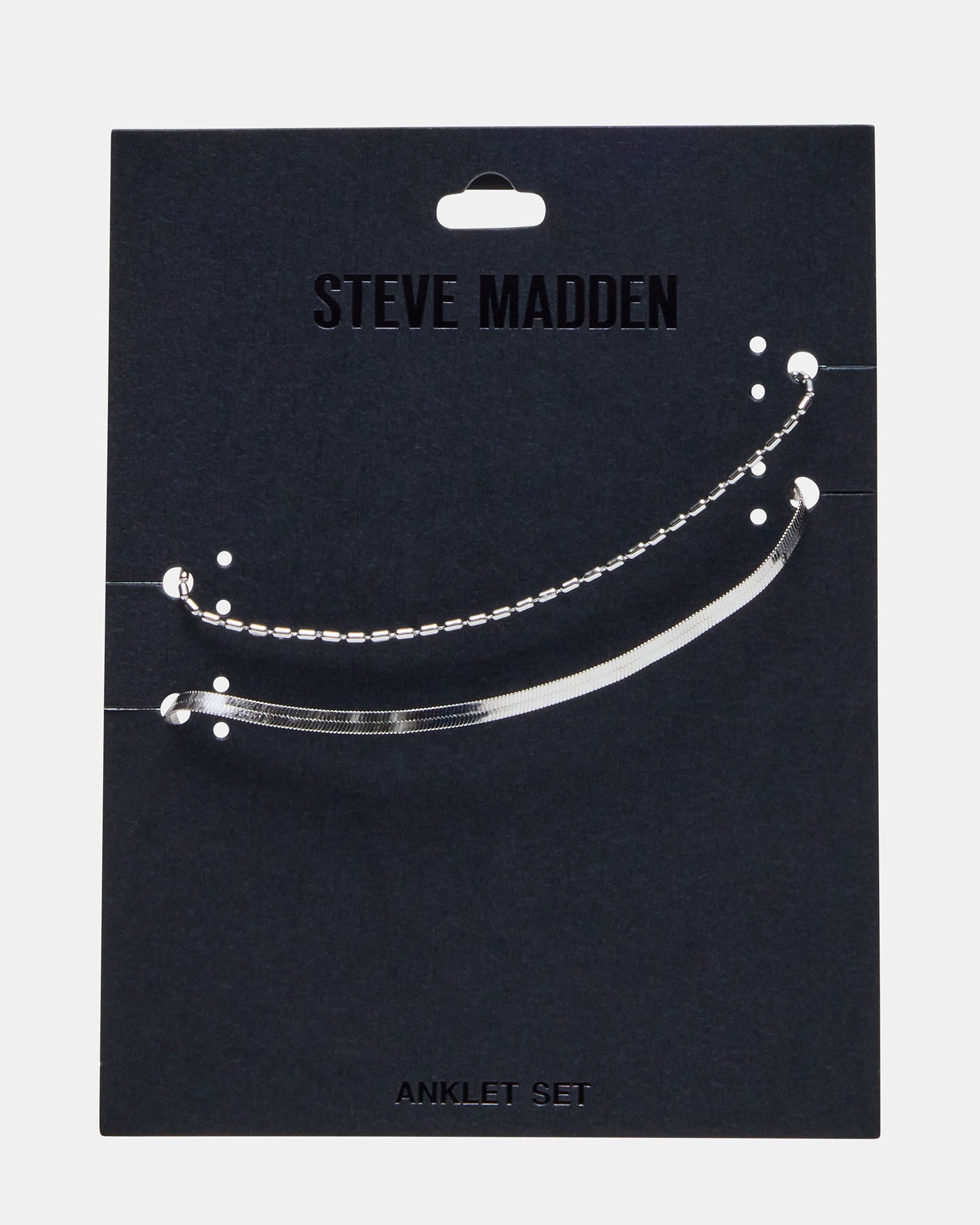 HERRINGBONE CHAIN ANKLET SET SILVER