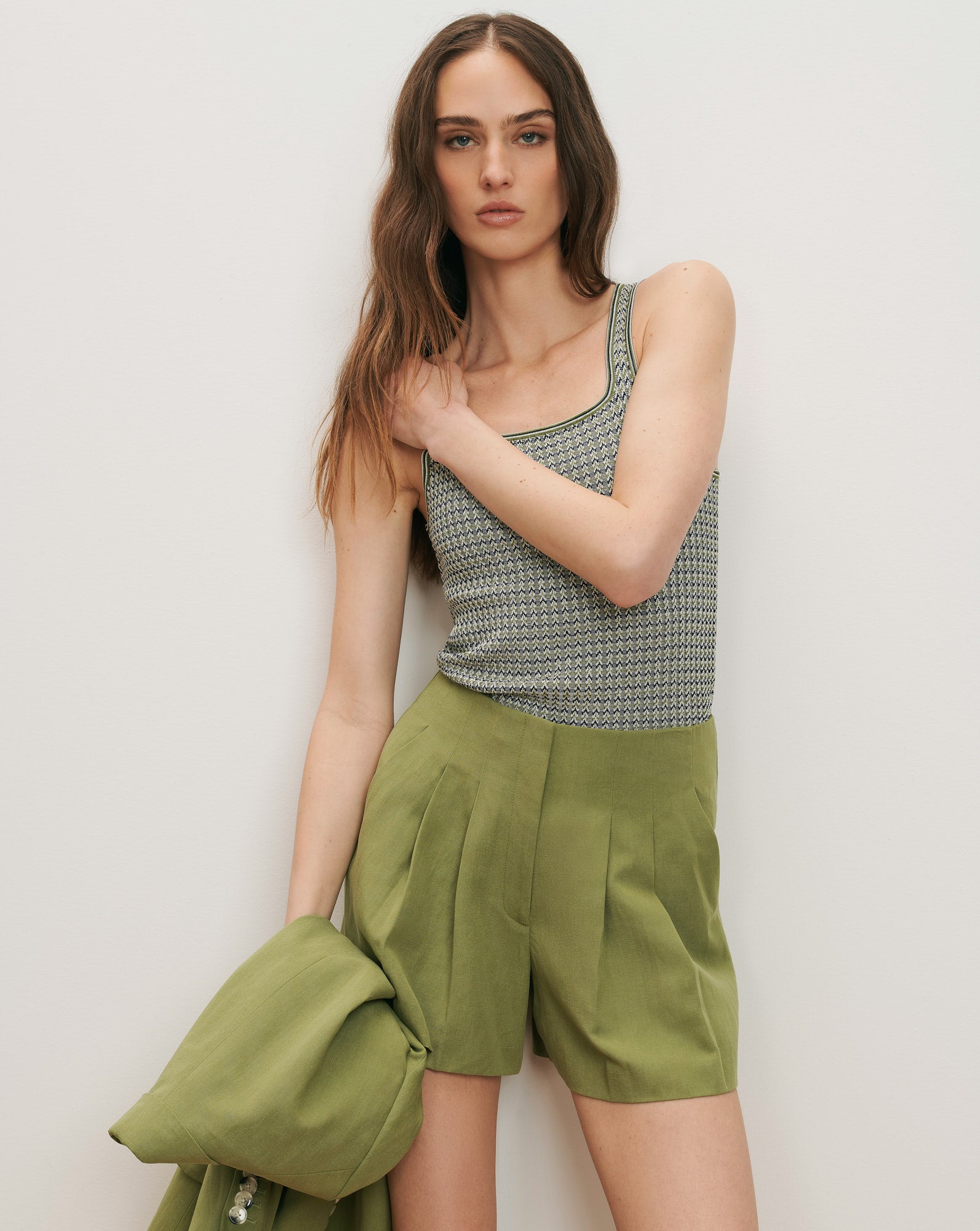 Sandra Knit Tank Top — Navy/Cactus/Off-White