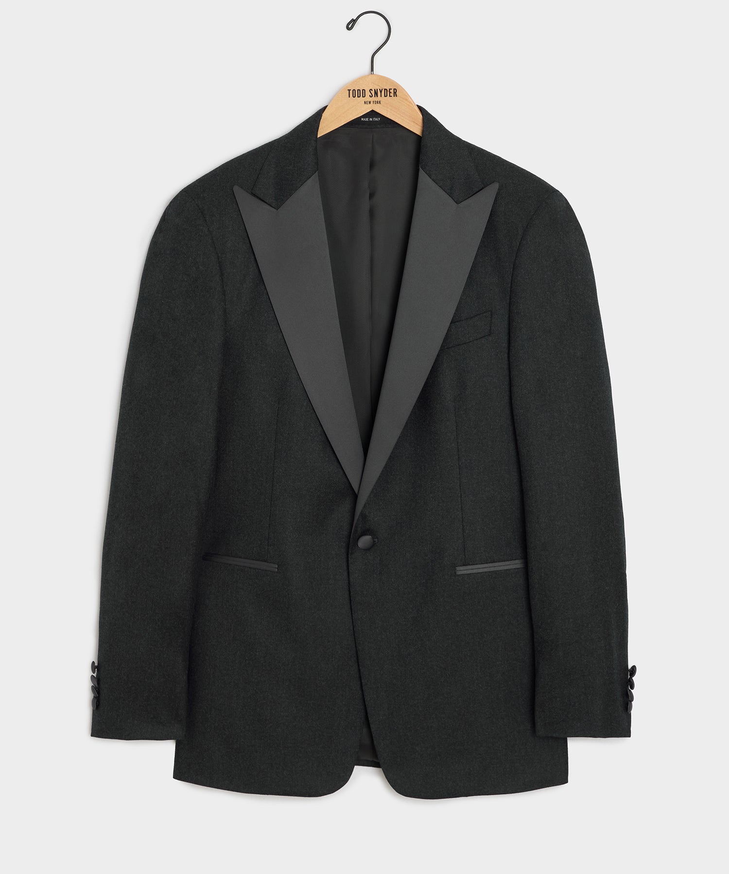 Italian Flannel Tuxedo Jacket — Charcoal