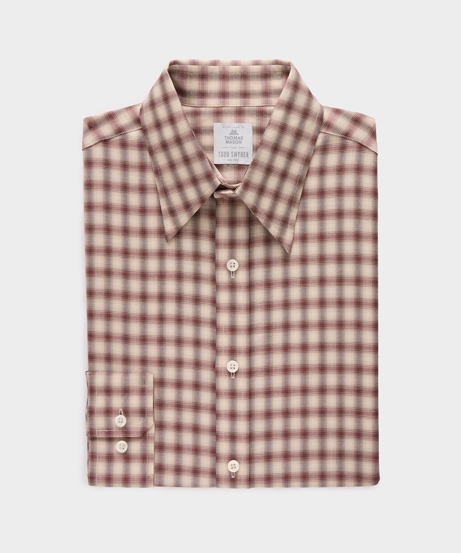 Lightweight Flannel Long Point Collar Dress Shirt — Brown