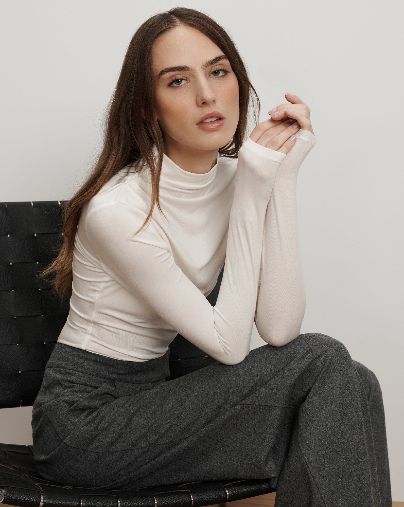Mylie Mock-Neck Top — Dove