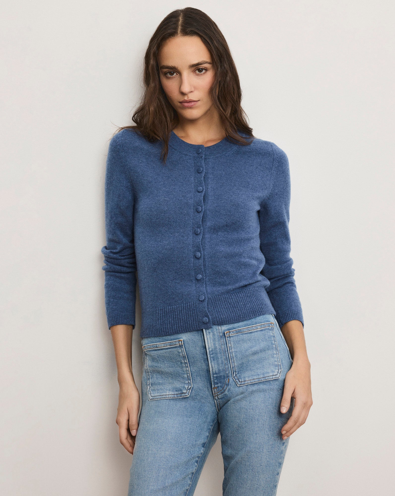 Daro Cashmere Cardigan — Blue Coast Melange