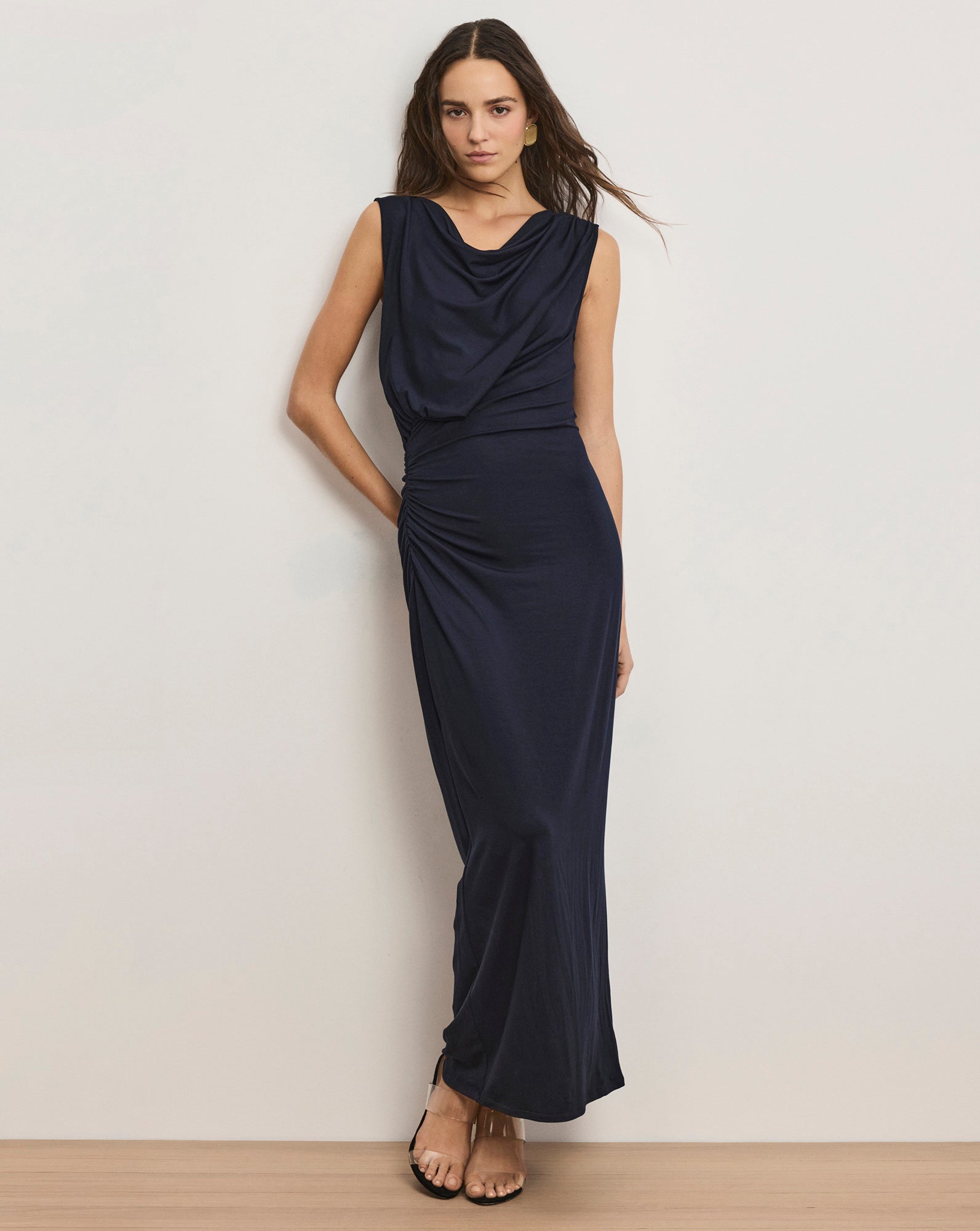 Kerilyn Ruched Maxi Dress — Navy