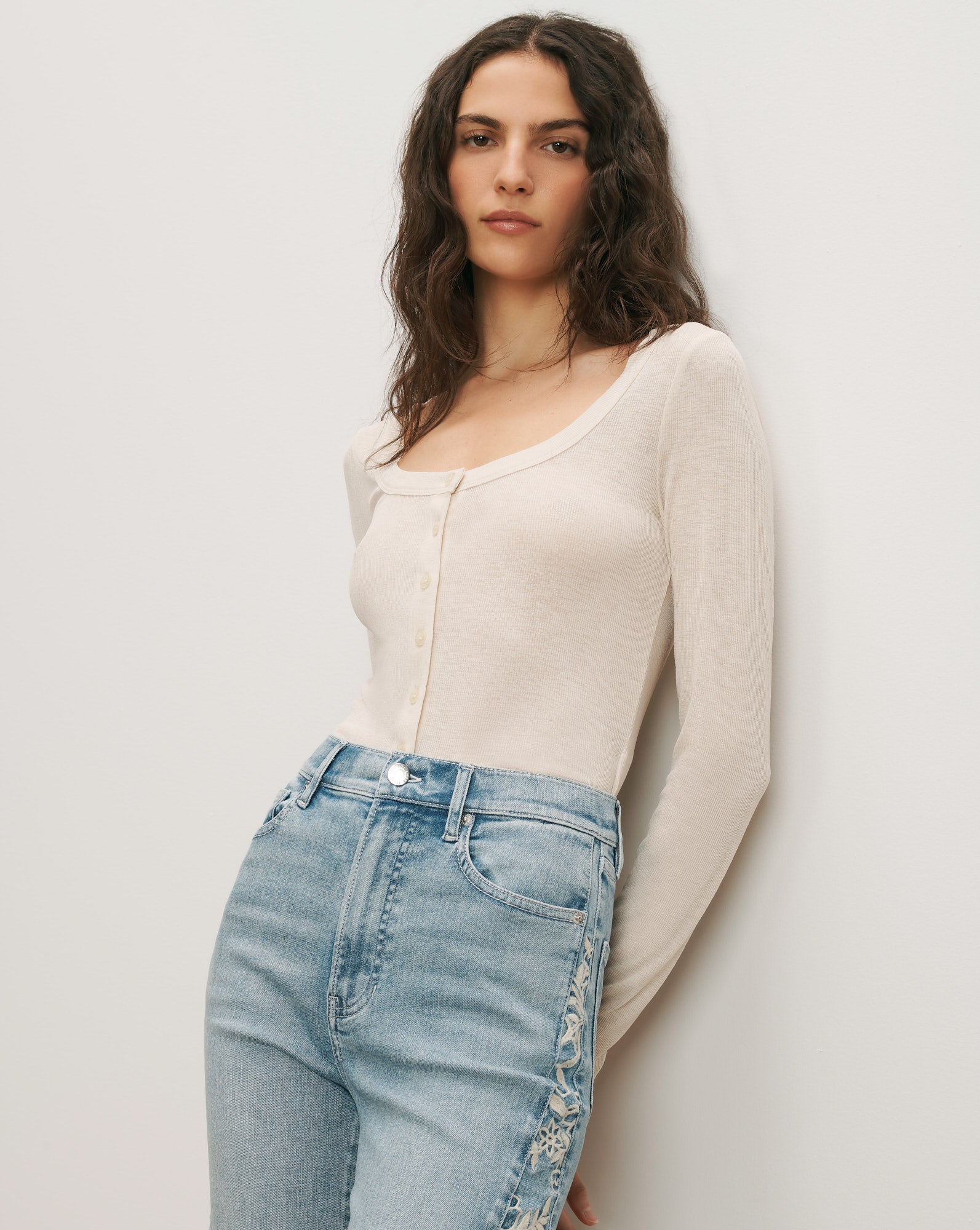 Hyland Button-Down T-Shirt — Ecru