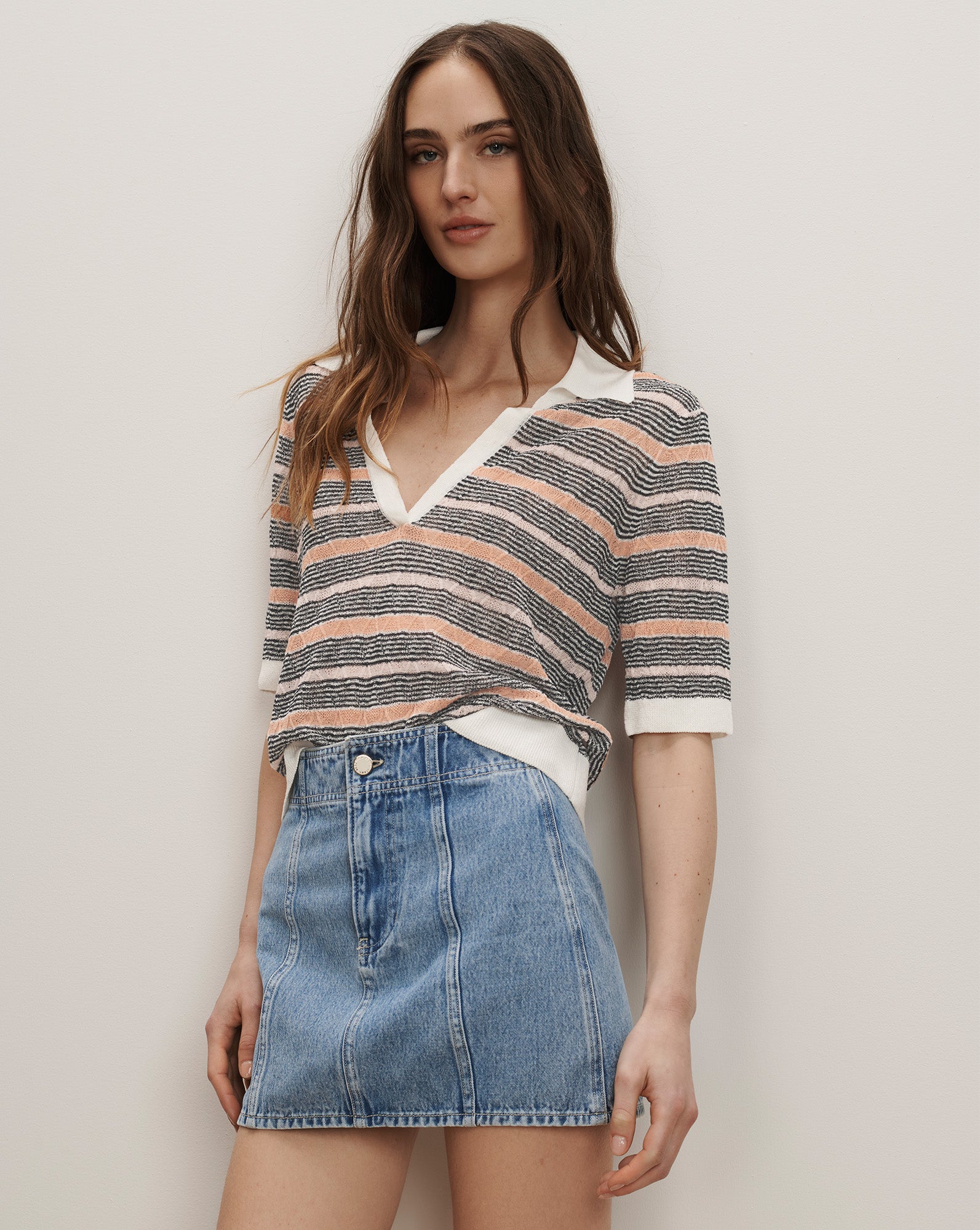 Marquita Denim Mini Skirt — Silver Dust